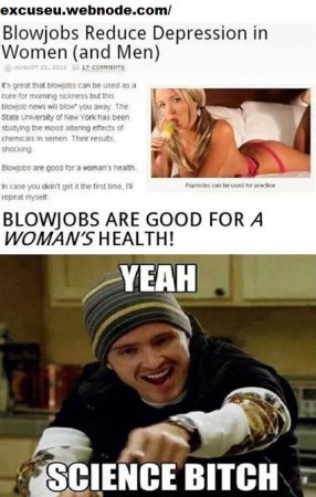 Blowjobs reduce depresion in woman (and men) blowjobs are good for a woman's health!